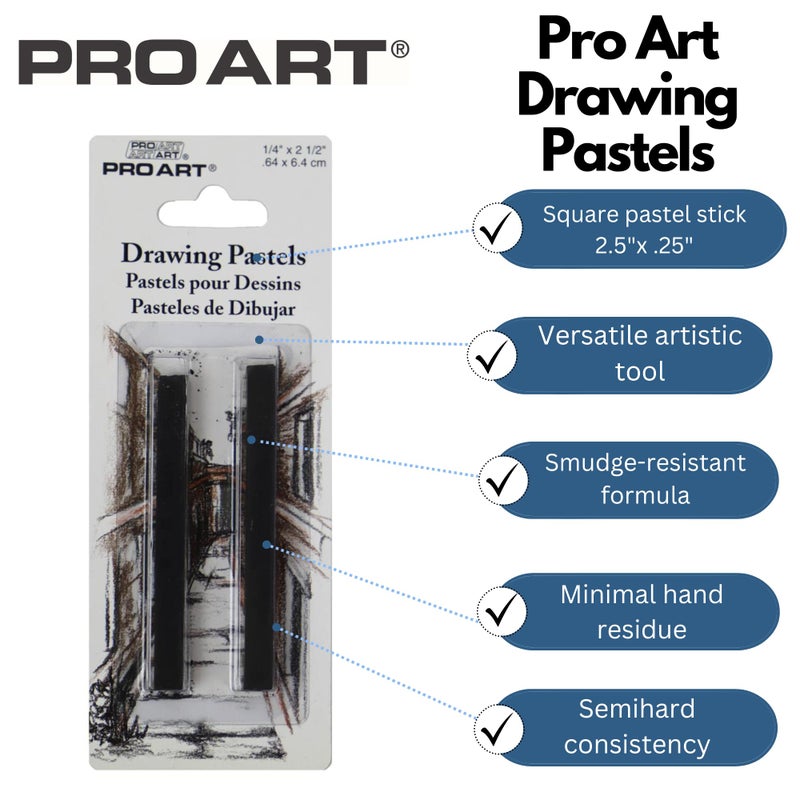 Pro Art Drawing Pastel 2 Per Card, Black B - Image 2